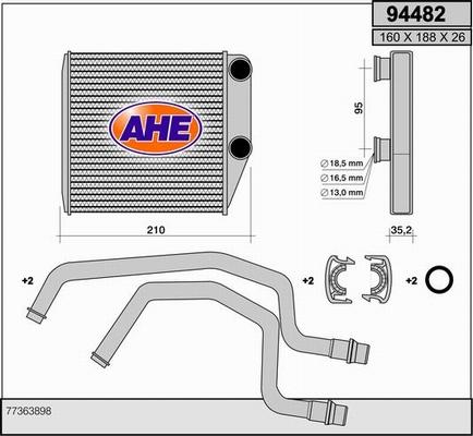 AHE 94482 - Heat Exchanger, interior heating www.avaruosad.ee