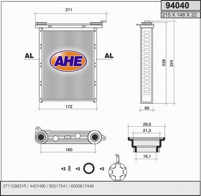 AHE 94040 - Heat Exchanger, interior heating www.avaruosad.ee