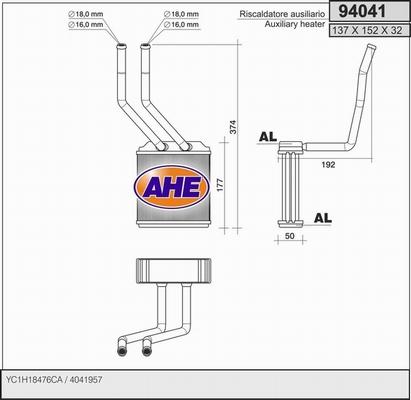AHE 94041 - Heat Exchanger, interior heating www.avaruosad.ee