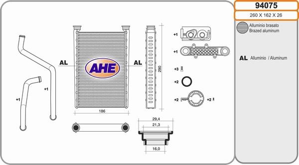 AHE 94075 - Heat Exchanger, interior heating www.avaruosad.ee