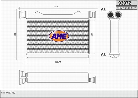 AHE 93972 - Heat Exchanger, interior heating www.avaruosad.ee