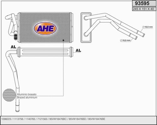 AHE 93595 - Heat Exchanger, interior heating www.avaruosad.ee
