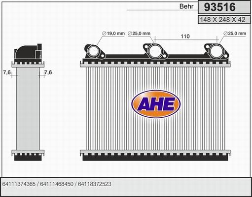 AHE 93516 - Heat Exchanger, interior heating www.avaruosad.ee
