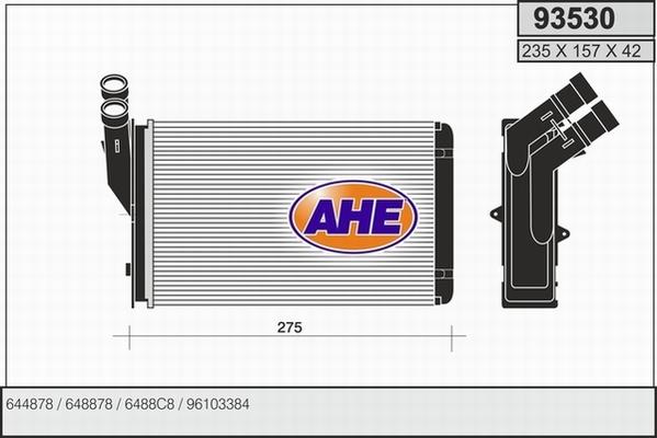 AHE 93530 - Теплообменник, отопление салона www.avaruosad.ee