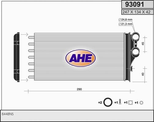 AHE 93091 - Теплообменник, отопление салона www.avaruosad.ee