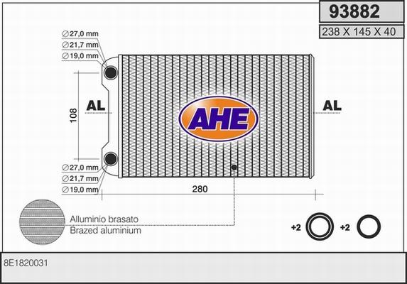 AHE 93882 - Heat Exchanger, interior heating www.avaruosad.ee