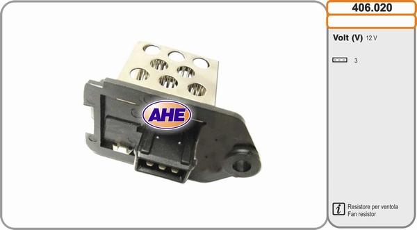 AHE 406.020 - Pre-resistor, electro motor radiator fan www.avaruosad.ee