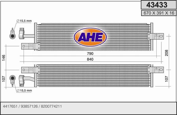 AHE 43433 - Condenser, air conditioning www.avaruosad.ee