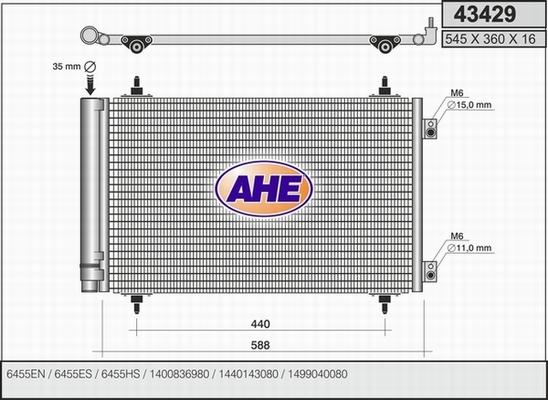 AHE 43429 - Condenser, air conditioning www.avaruosad.ee