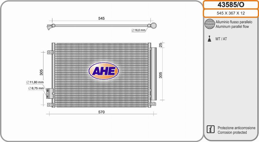 AHE 43585/O - Condenser, air conditioning www.avaruosad.ee