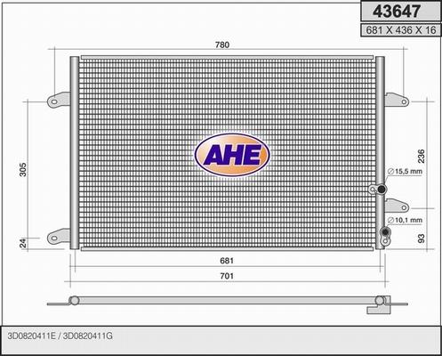AHE 43647 - Condenser, air conditioning www.avaruosad.ee