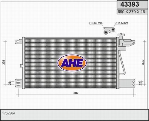 AHE 43393 - Condenser, air conditioning www.avaruosad.ee
