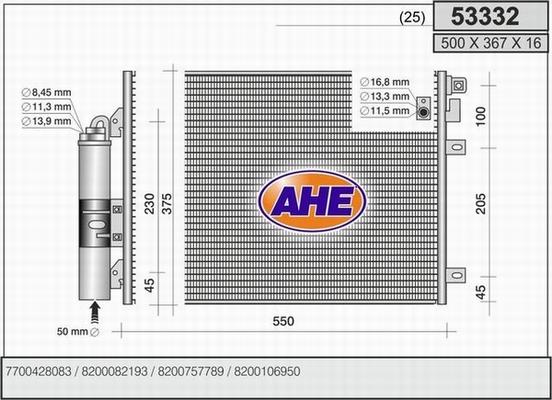 AHE 53332 - Condenser, air conditioning www.avaruosad.ee