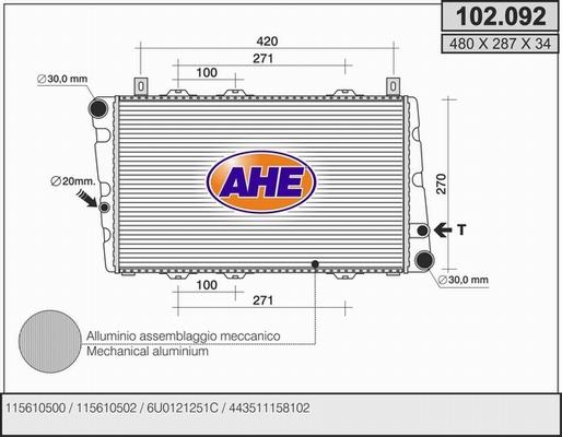 AHE 102.092 - Radiaator,mootorijahutus www.avaruosad.ee