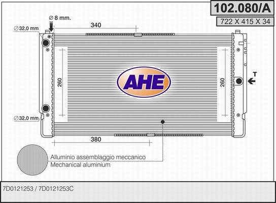 AHE 102.080/A - Radiaator,mootorijahutus www.avaruosad.ee
