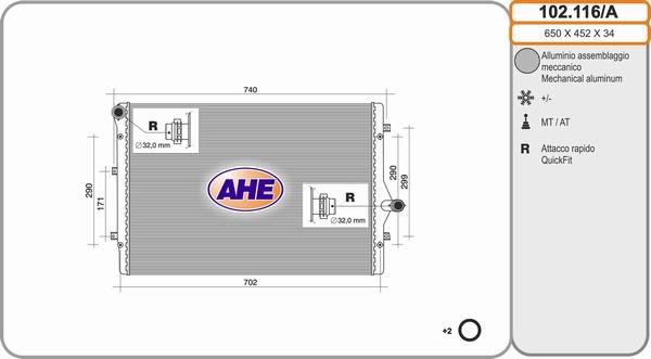 AHE 102.116/A - Radiaator,mootorijahutus www.avaruosad.ee