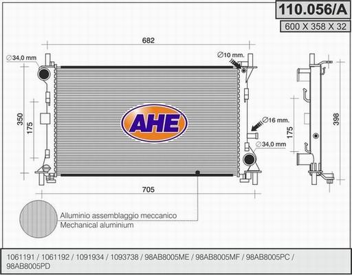 AHE 110.056/A - Радиатор, охлаждение двигателя www.avaruosad.ee