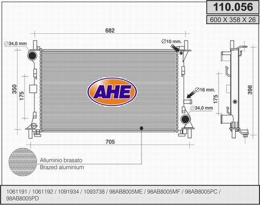 AHE 110.056 - Радиатор, охлаждение двигателя www.avaruosad.ee
