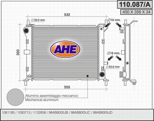 AHE 110.087/A - Радиатор, охлаждение двигателя www.avaruosad.ee