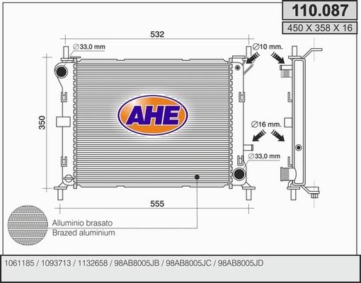 AHE 110.087 - Радиатор, охлаждение двигателя www.avaruosad.ee