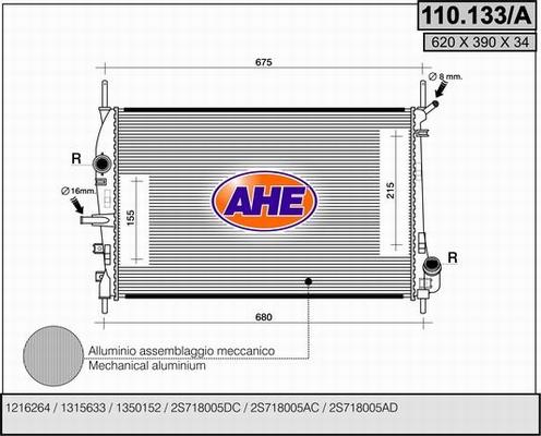 AHE 110.133/A - Radiaator,mootorijahutus www.avaruosad.ee