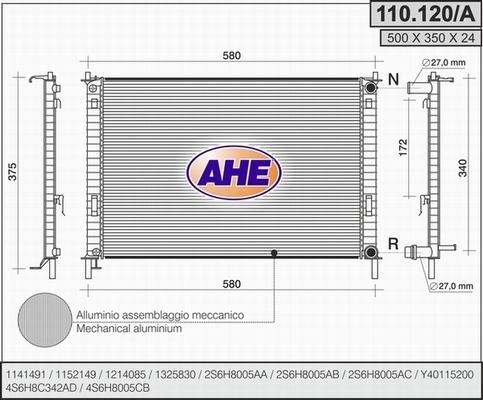 AHE 110.120/A - Radiaator,mootorijahutus www.avaruosad.ee