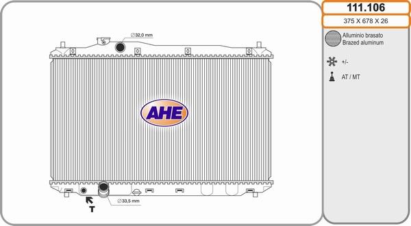 AHE 111.106 - Радиатор, охлаждение двигателя www.avaruosad.ee