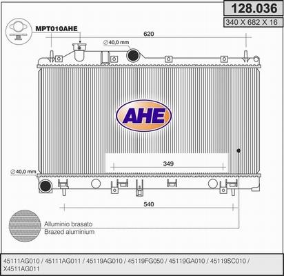 AHE 128.036 - Radiaator,mootorijahutus www.avaruosad.ee