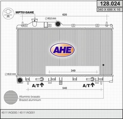 AHE 128.024 - Радиатор, охлаждение двигателя www.avaruosad.ee