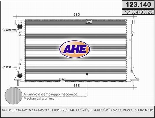 AHE 123.140 - Радиатор, охлаждение двигателя www.avaruosad.ee