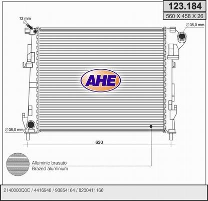 AHE 123.184 - Радиатор, охлаждение двигателя www.avaruosad.ee