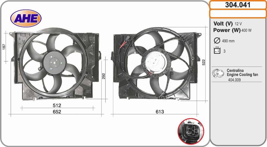 AHE 304.041 - Fan, radiator www.avaruosad.ee