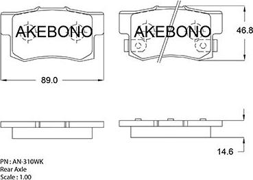 Akebono AN-310WK - Bremžu uzliku kompl., Disku bremzes www.avaruosad.ee
