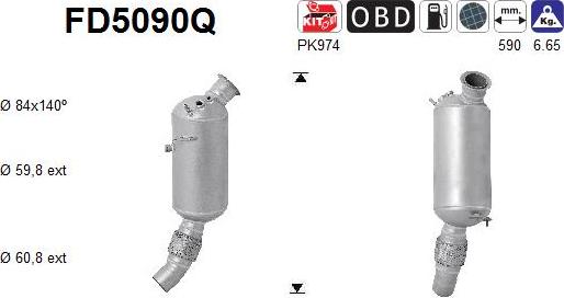 AS FD5090Q - Soot/Particulate Filter, exhaust system www.avaruosad.ee