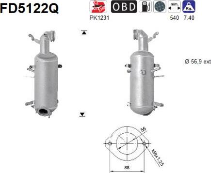 AS FD5122Q - Soot/Particulate Filter, exhaust system www.avaruosad.ee