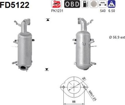 AS FD5122 - Soot/Particulate Filter, exhaust system www.avaruosad.ee