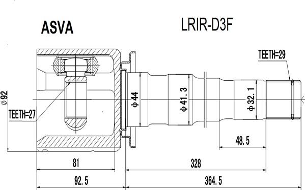 ASVA LRIR-D3F - Joint Kit, drive shaft www.avaruosad.ee