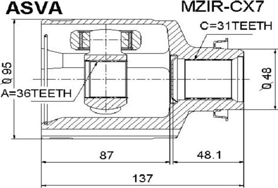 ASVA MZIR-CX7 - Joint Kit, drive shaft www.avaruosad.ee