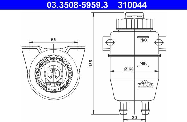 ATE 03.3508-5959.3 - Expansion Tank, brake fluid www.avaruosad.ee