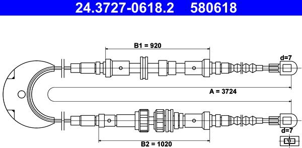 ATE 24.3727-0618.2 - Cable, parking brake www.avaruosad.ee