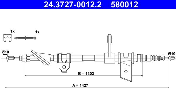 ATE 24.3727-0012.2 - Cable, parking brake www.avaruosad.ee
