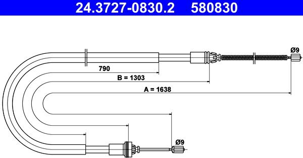 ATE 24.3727-0830.2 - Cable, parking brake www.avaruosad.ee