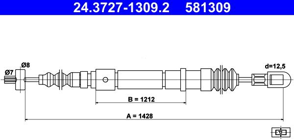 ATE 24.3727-1309.2 - Cable, parking brake www.avaruosad.ee