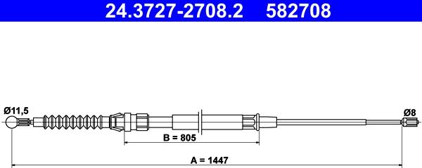 ATE 24.3727-2708.2 - Cable, parking brake www.avaruosad.ee
