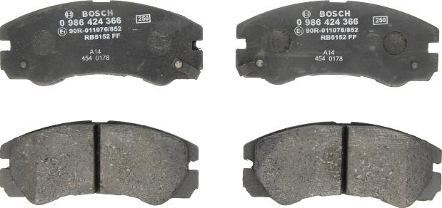 BOSCH 0 986 424 366 - Kit de plaquettes de frein, frein à disque www.avaruosad.ee