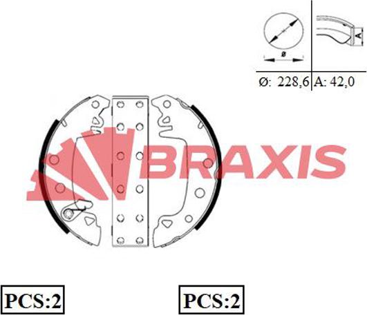 Braxis AC0002 - Brake Set, drum brakes www.avaruosad.ee
