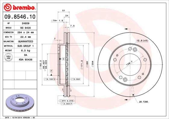 Brembo 09.8546.10 - Disque de frein www.avaruosad.ee