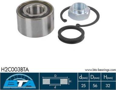 BTA H2C003BTA - Wheel hub, bearing Kit www.avaruosad.ee
