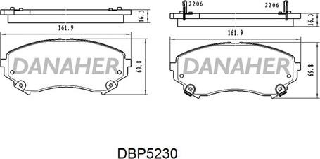 Danaher DBP5230 - Brake Pad Set, disc brake www.avaruosad.ee