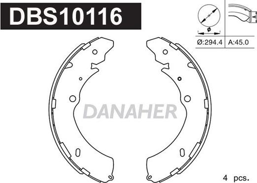 Danaher DBS10116 - Brake Set, drum brakes www.avaruosad.ee